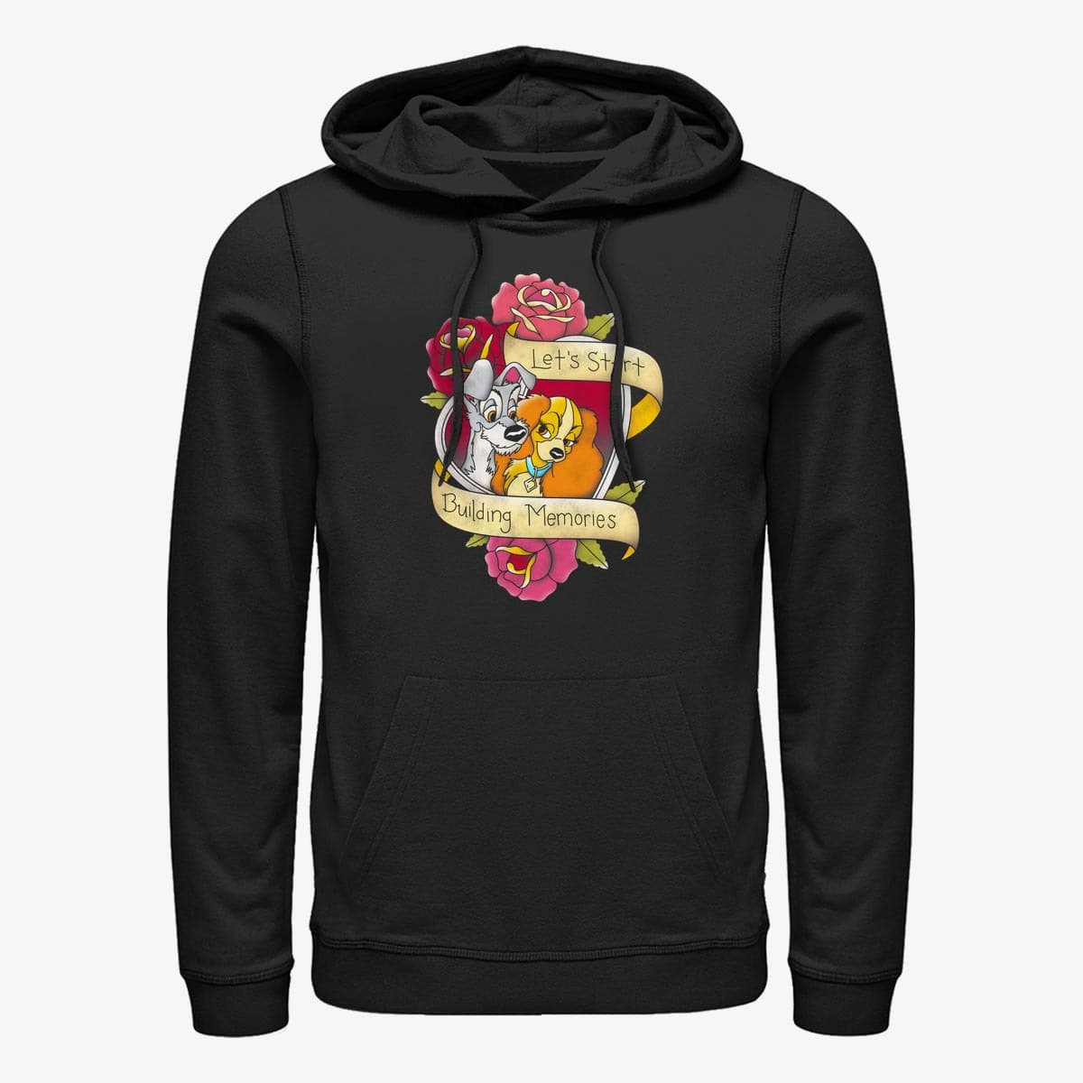 Mikiny Merch Disney Classics Lady & The Tramp - Lady Tramp Tatoo Unisex Hoodie Black