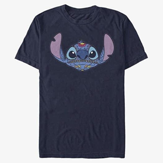 T-shirt Merch Disney Classics Lilo & Stitch - SUGAR SKULL STITCH Unisex T-Shirt Navy Blue
