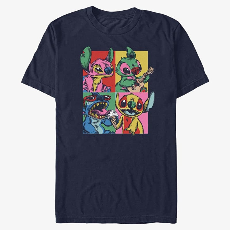 T-paita Merch Disney Classics Lilo & Stitch - Grunge Stitch Unisex T-Shirt Navy Blue