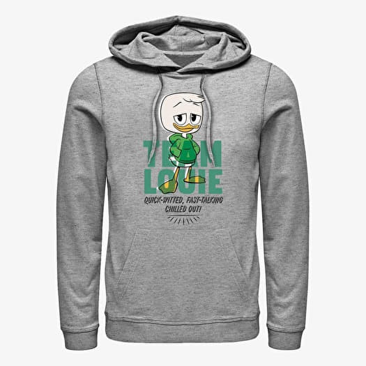Mikina Merch Disney Classics Ducktales - Team Louie Green Unisex Hoodie Heather Grey