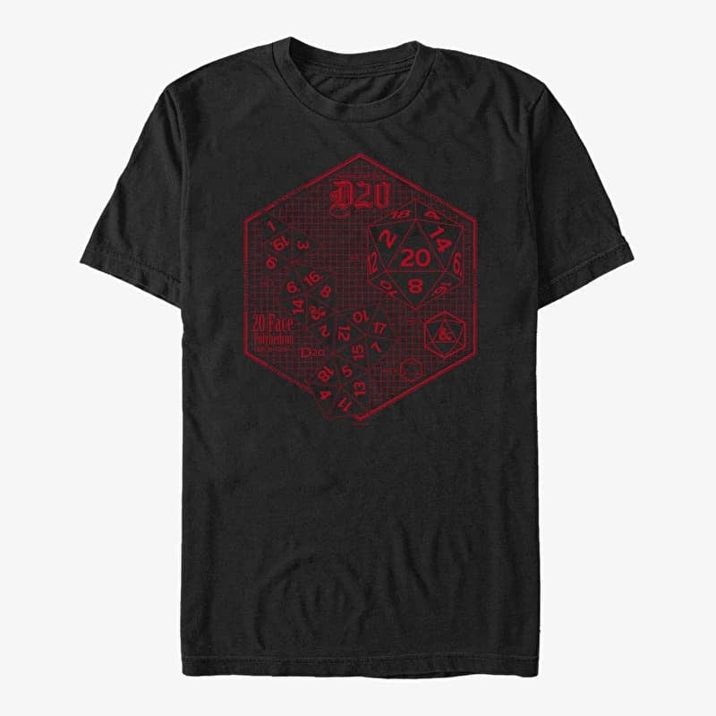 T-shirt Merch Hasbro Dungeons & Dragons - Icosahedron Schematic Unisex T-Shirt Black