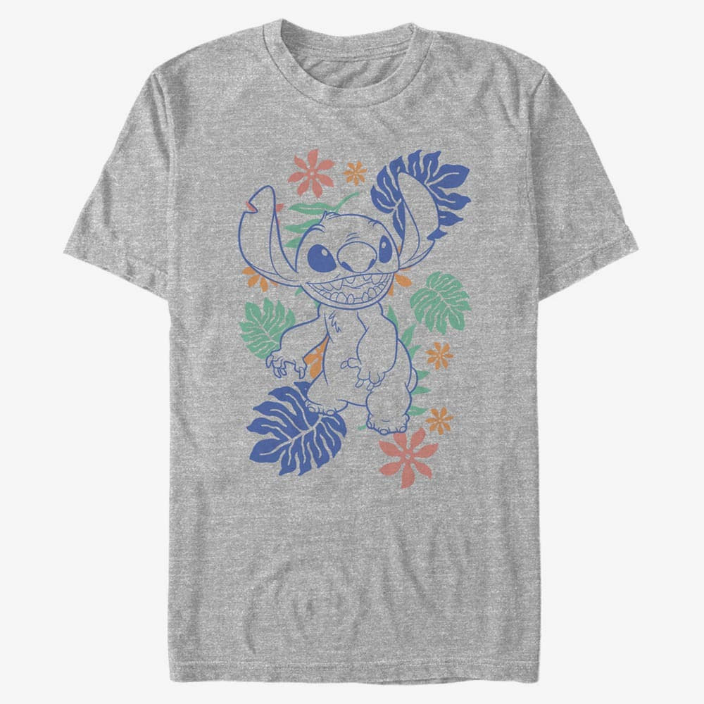 Trička Merch Disney Classics Lilo & Stitch - RETRO TROPICAL TONAL STITCH Unisex T-Shirt Heather Grey