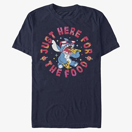 T-shirt Merch Disney Classics Lilo & Stitch - Stitch Pizza Unisex T-Shirt Navy Blue