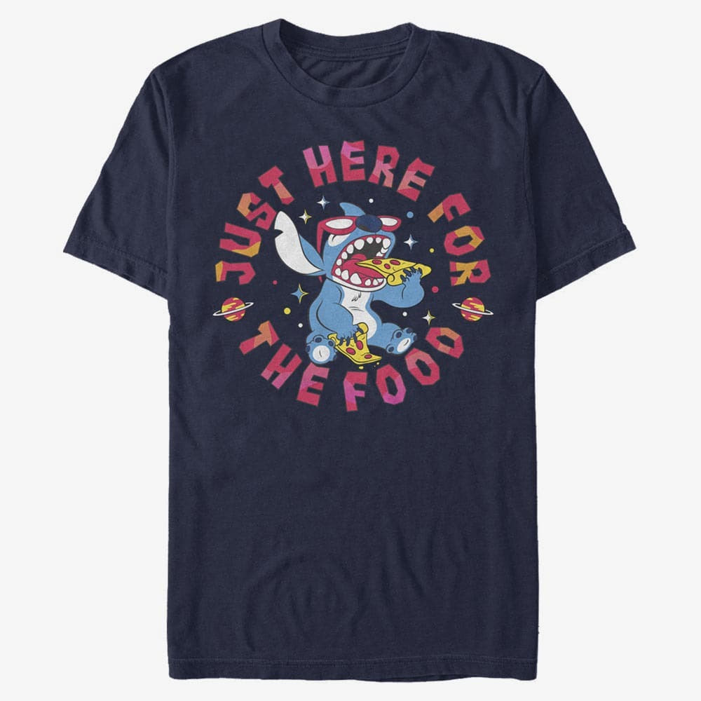 T-Shirts Merch Disney Classics Lilo & Stitch - Stitch Pizza Unisex T-Shirt Navy Blue