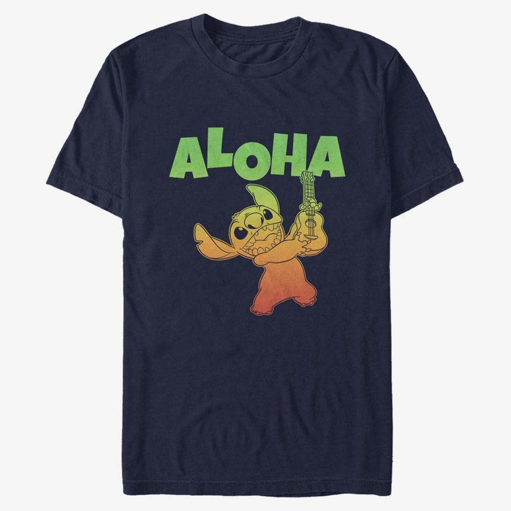 T-Shirts Merch Disney Classics Lilo & Stitch - ALOHA STITCH Unisex T-Shirt Navy Blue