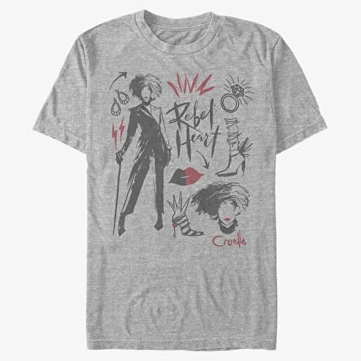 T-shirt Merch Disney Classics DNCA - CRUELLA FASHION SKETCHES Unisex T-Shirt Heather Grey