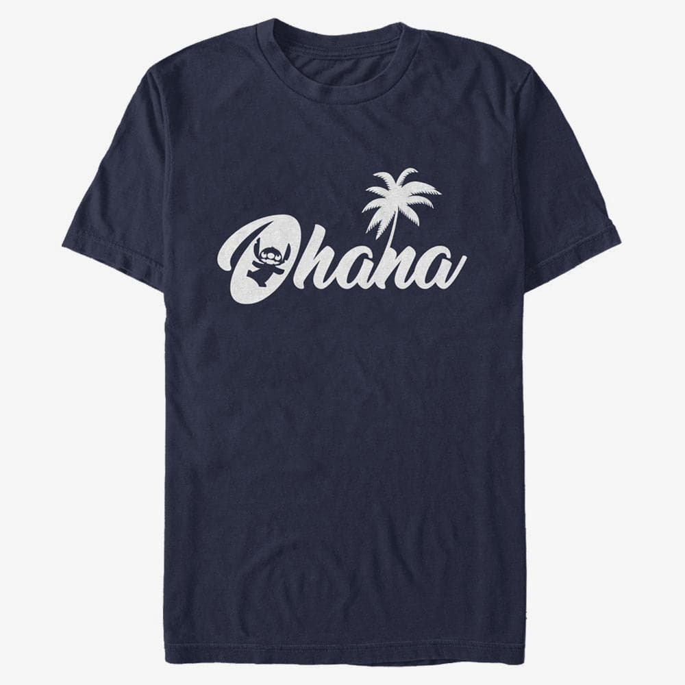 T-Shirts Merch Disney Classics Lilo & Stitch - STITCH SILLHOUETTE OHANA Unisex T-Shirt Navy Blue