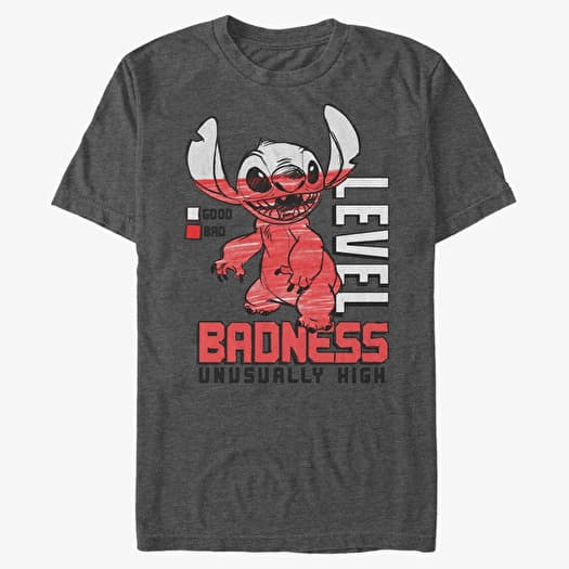 T-särk Merch Disney Classics Lilo & Stitch - Badness Level Unisex T-Shirt Dark Heather Grey