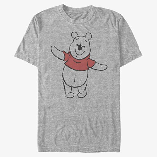 Tričko Merch Disney Classics Winnie The Pooh - Basic Sketch Pooh Unisex T-Shirt Heather Grey