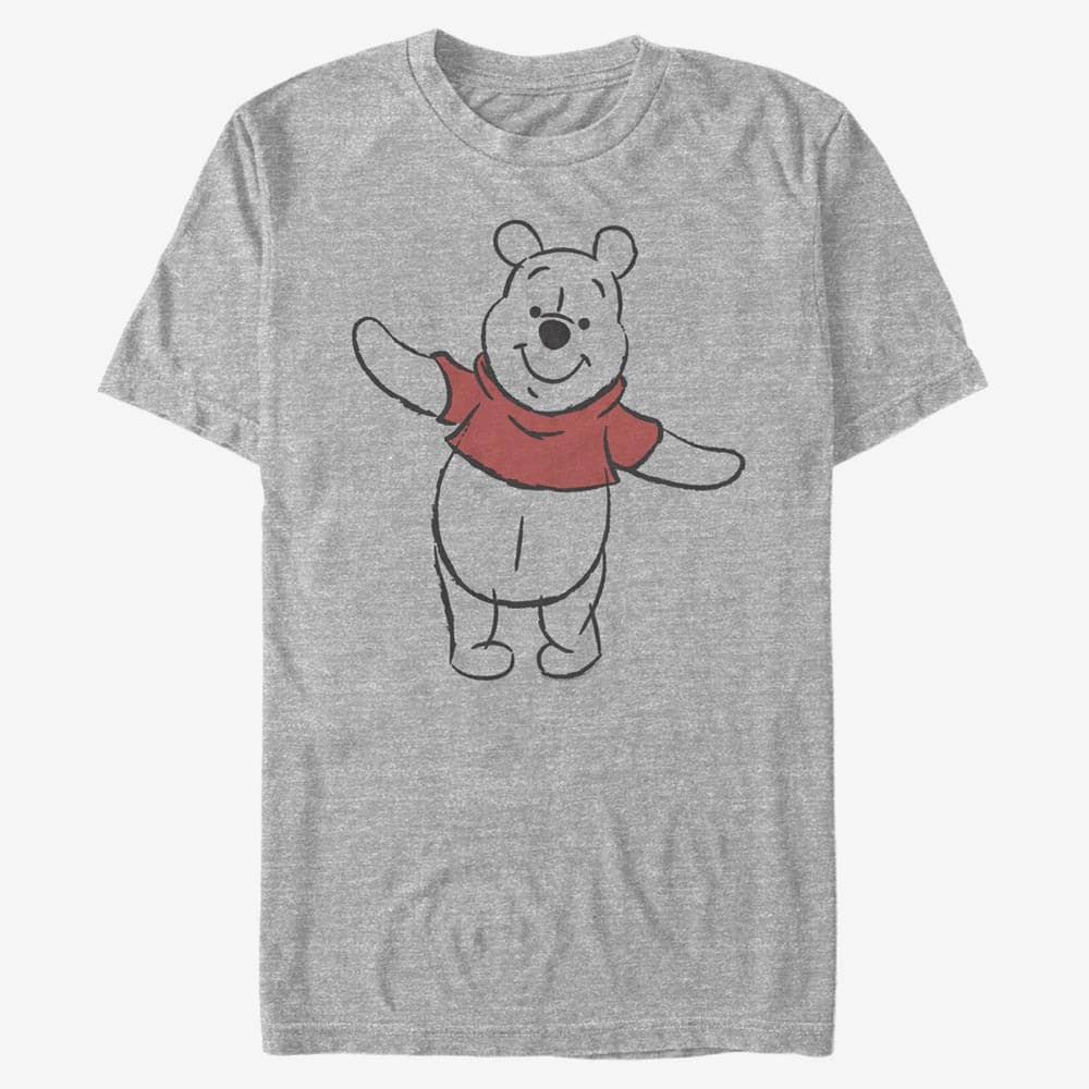 T-Shirts Merch Disney Classics Winnie The Pooh - Basic Sketch Pooh Unisex T-Shirt Heather Grey