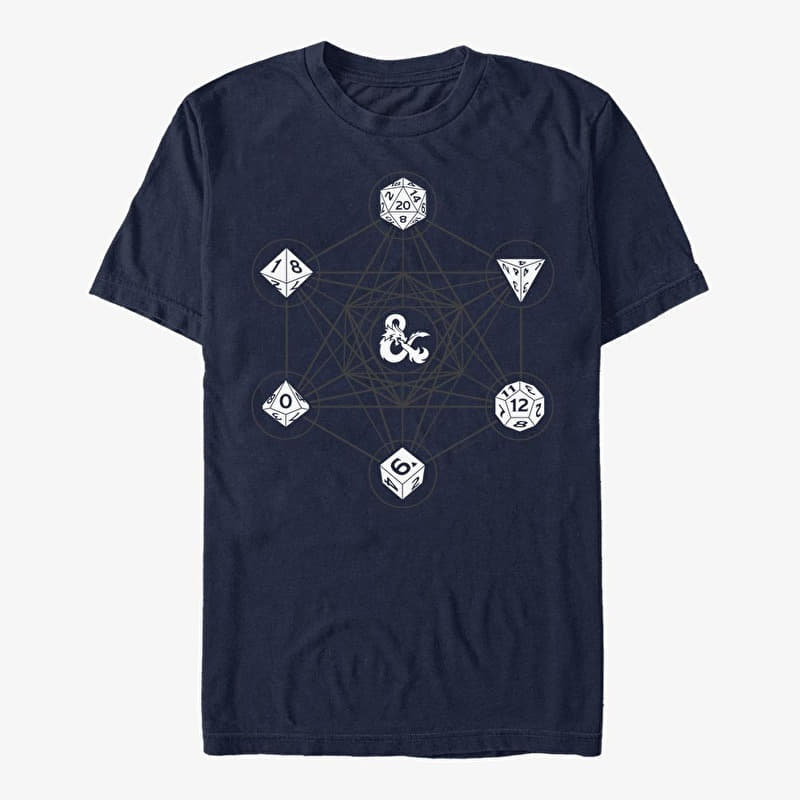 T-shirt Merch Dungeons & Dragons - 6 DIE WITH METATRON GEOMETRY Unisex T-Shirt Navy Blue