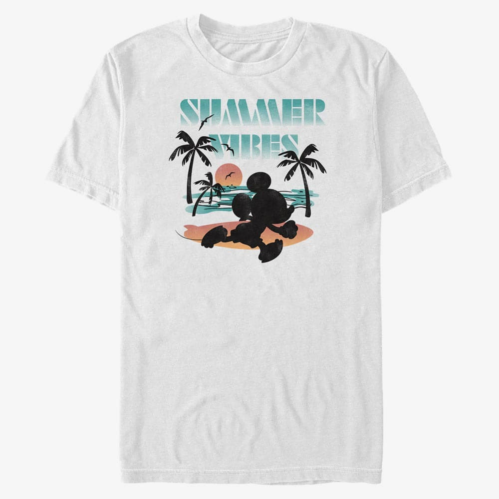 Trička Merch Disney Classics Mickey Mouse - SUMMER VIBES MICKEY Unisex T-Shirt White