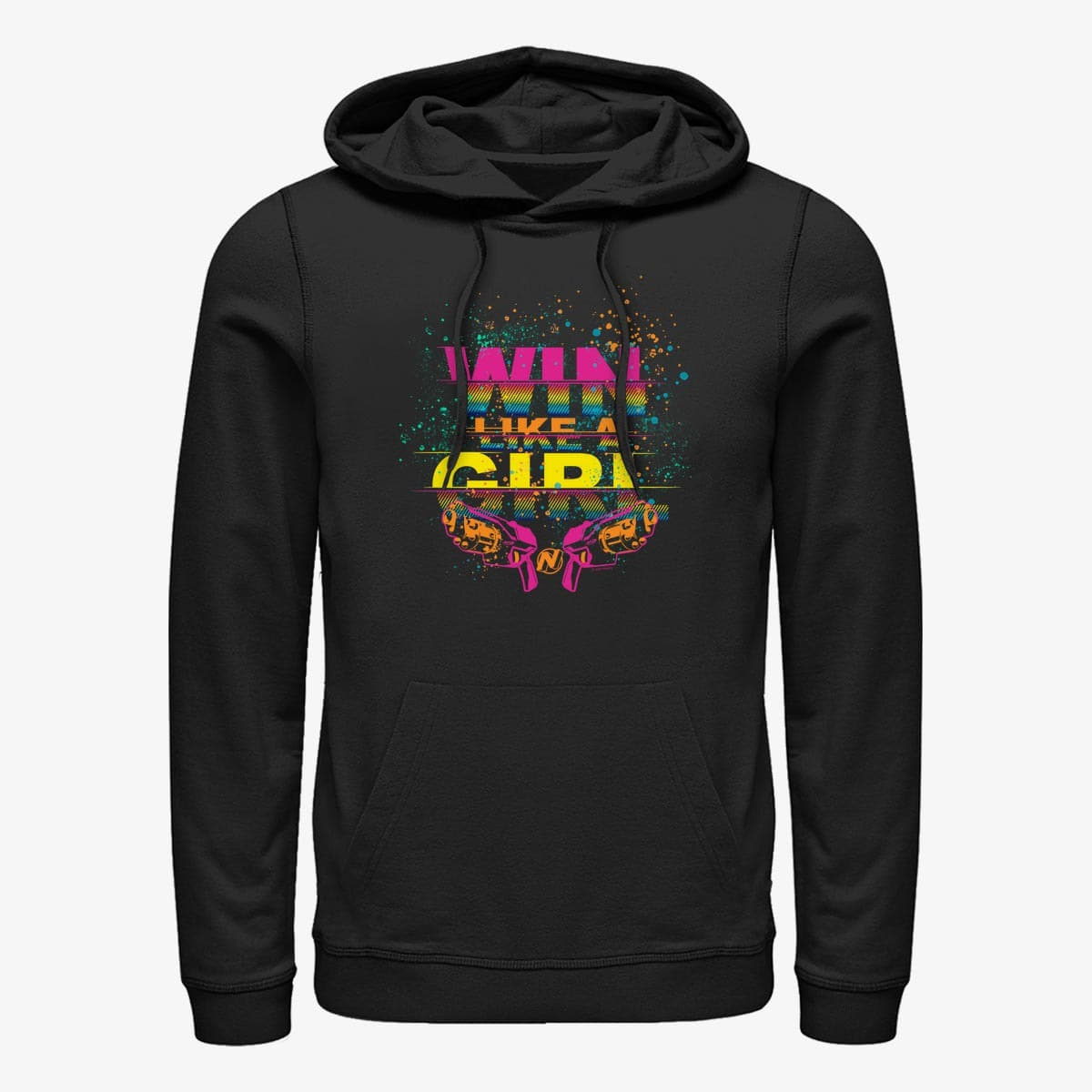 Mikiny Merch Hasbro Vault Nerf - Win Like A Girl Unisex Hoodie Black