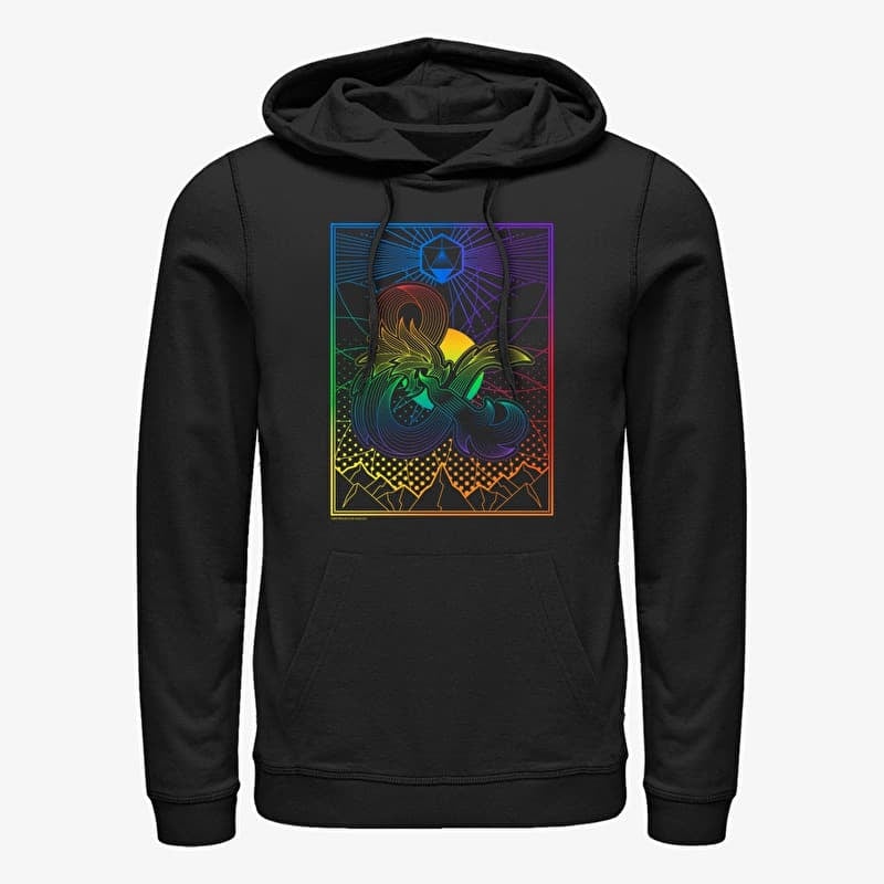 Mikina Merch Dungeons & Dragons - Dice Gradient Landscape Unisex Hoodie Black