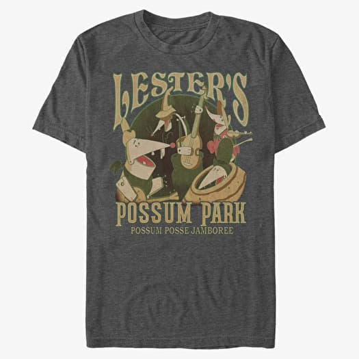 T-shirt Merch Disney Classics A Goofy Movie - Lesters Possum Park Unisex T-Shirt Dark Heather Grey