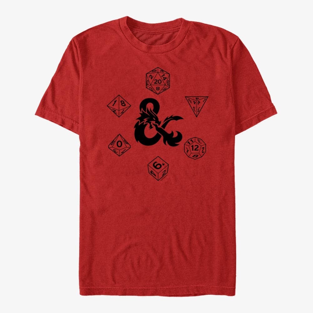 Majice T-shirt Merch Dungeons & Dragons - HEXAGON DICE LAYOUT Unisex T-Shirt Red