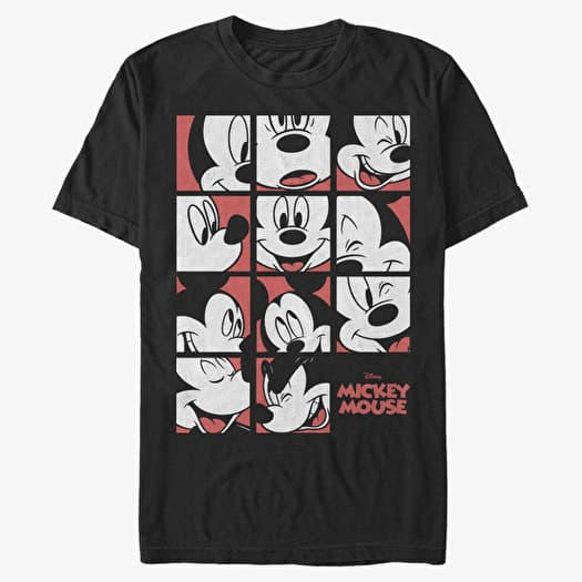 T-shirt Merch Disney Classics Mickey Classic - Mickey Mouse Expression Grid Unisex T-Shirt Black