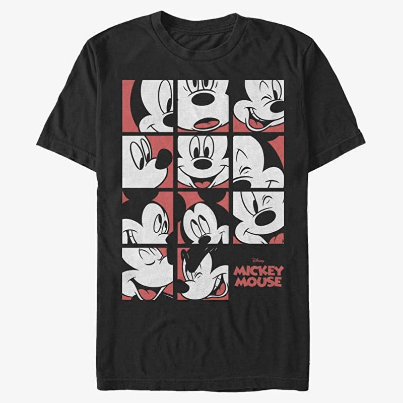 Majice Merch Disney Classics Mickey Classic - Mickey Mouse Expression Grid Unisex T-Shirt Black
