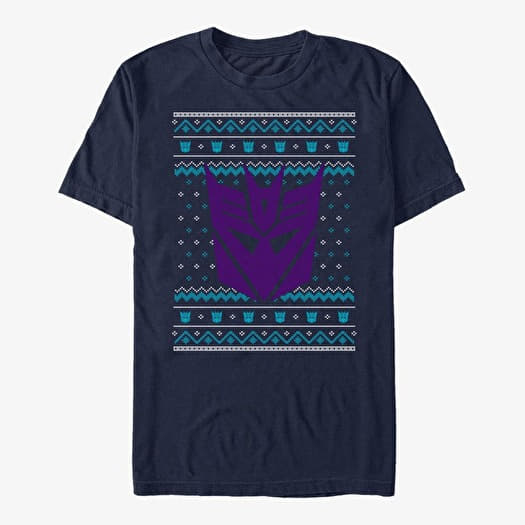 Tričko Merch Hasbro Vault Transformers - Decepticon Sweater Unisex T-Shirt Navy Blue