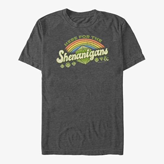 Tričko Merch Dungeons & Dragons - Here For Shenanigans Unisex T-Shirt Dark Heather Grey