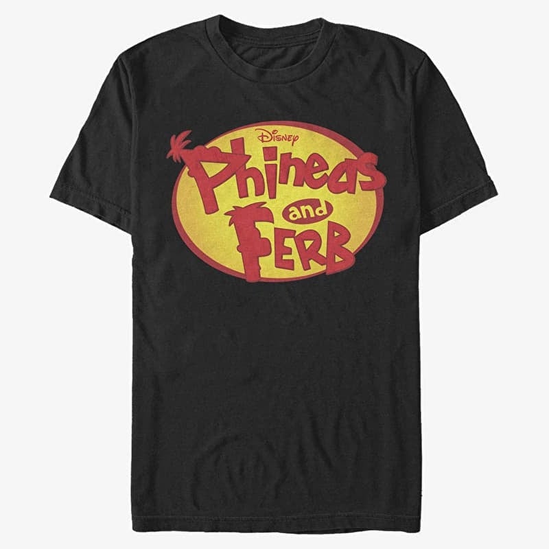 Merch Disney Classics Phineas And Ferb - OVAL LOGO Unisex T-Shirt Black