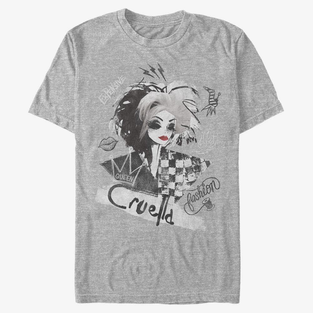 Koszulki Merch Disney Classics DNCA - ARTSY CRUELLA Unisex T-Shirt Heather Grey