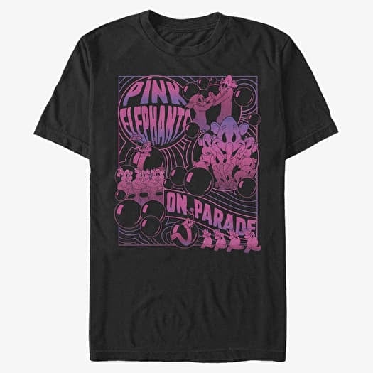 Tricou Merch Disney Classics Dumbo - Pink Elephants Unisex T-Shirt Black