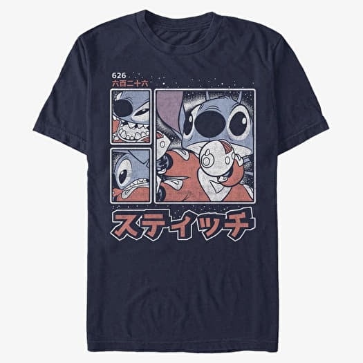 T-shirt Merch Disney Classics Lilo & Stitch - Stitch Kanji Unisex T-Shirt Navy Blue