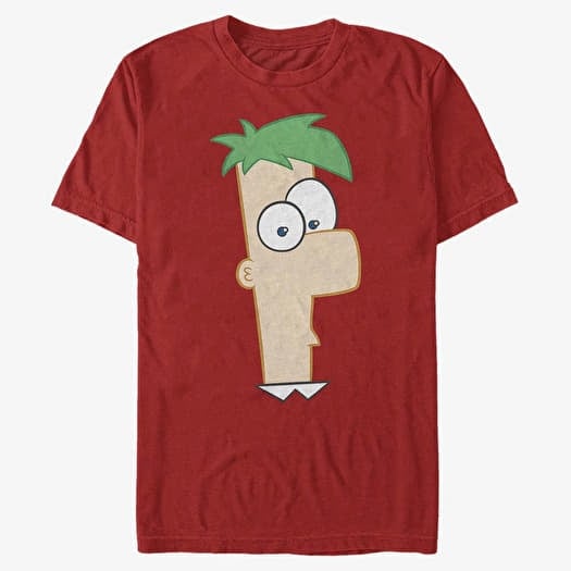 T-shirt Merch Disney Classics Phineas And Ferb - Large Ferb Unisex T-Shirt Red