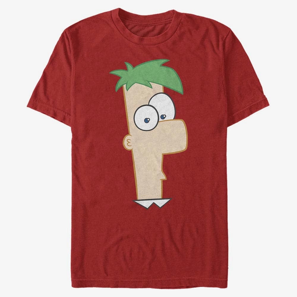Magliette Merch Disney Classics Phineas And Ferb - Large Ferb Unisex T-Shirt Red
