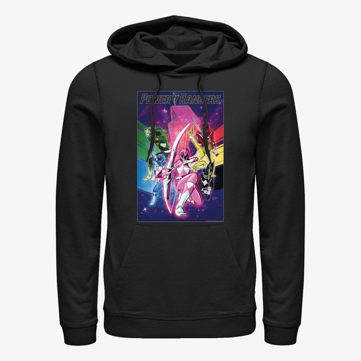 Džemperiai su gobtuvais ir džemperiai Merch Hasbro Vault Power Rangers - Colorful Poster Unisex Hoodie Black