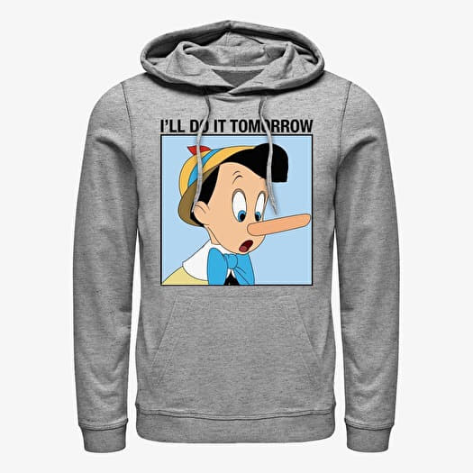 Sweatshirt Merch Disney Classics Pinocchio - Do It Tomorrow Unisex Hoodie Heather Grey