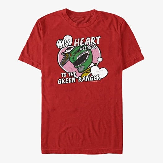 T-shirt Merch Hasbro Vault Power Rangers - Heart Belongs to Green Ranger Unisex T-Shirt Red