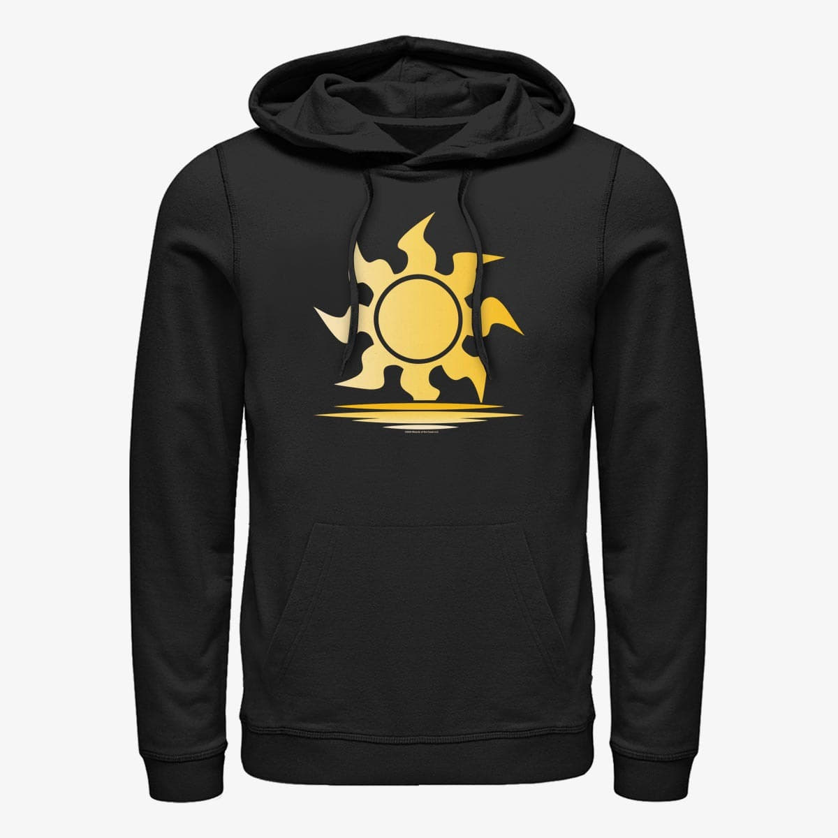 Džemperiai su gobtuvais ir džemperiai Merch Magic: The Gathering - White Mana Symbol Unisex Hoodie Black