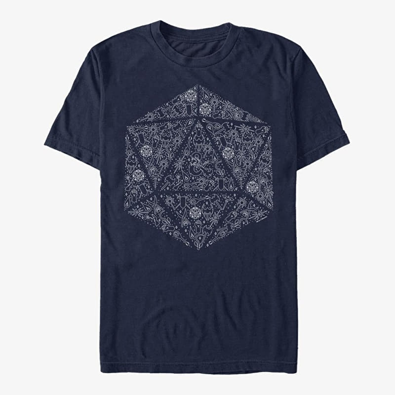 Merch Dungeons & Dragons - Celestial D20 Unisex T-Shirt Navy Blue