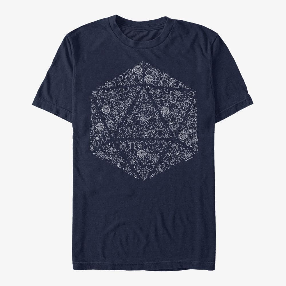 T-Shirts Merch Dungeons & Dragons - Celestial D20 Unisex T-Shirt Navy Blue