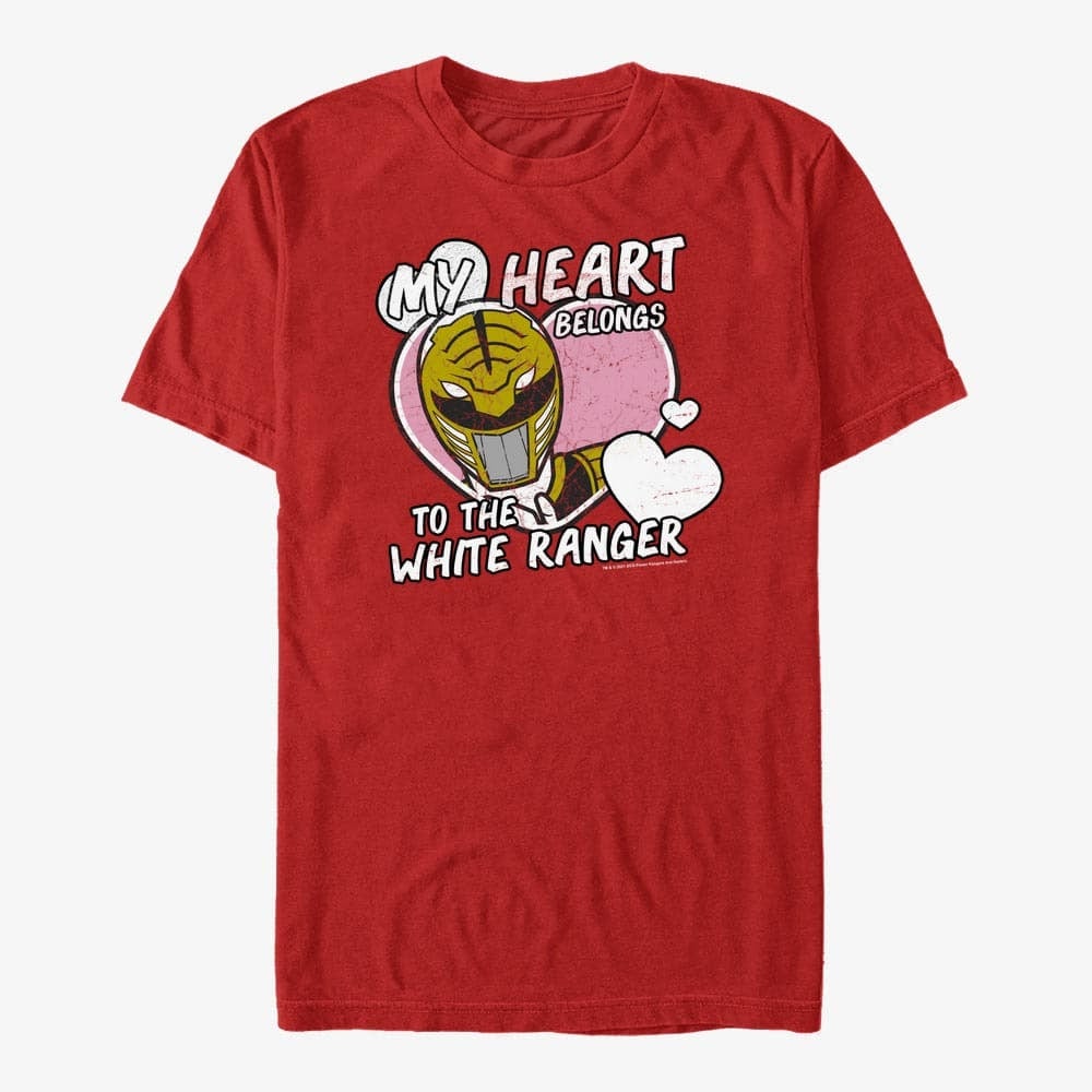 T-Shirts Merch Hasbro Vault Power Rangers - Heart Belongs to White Ranger Unisex T-Shirt Red
