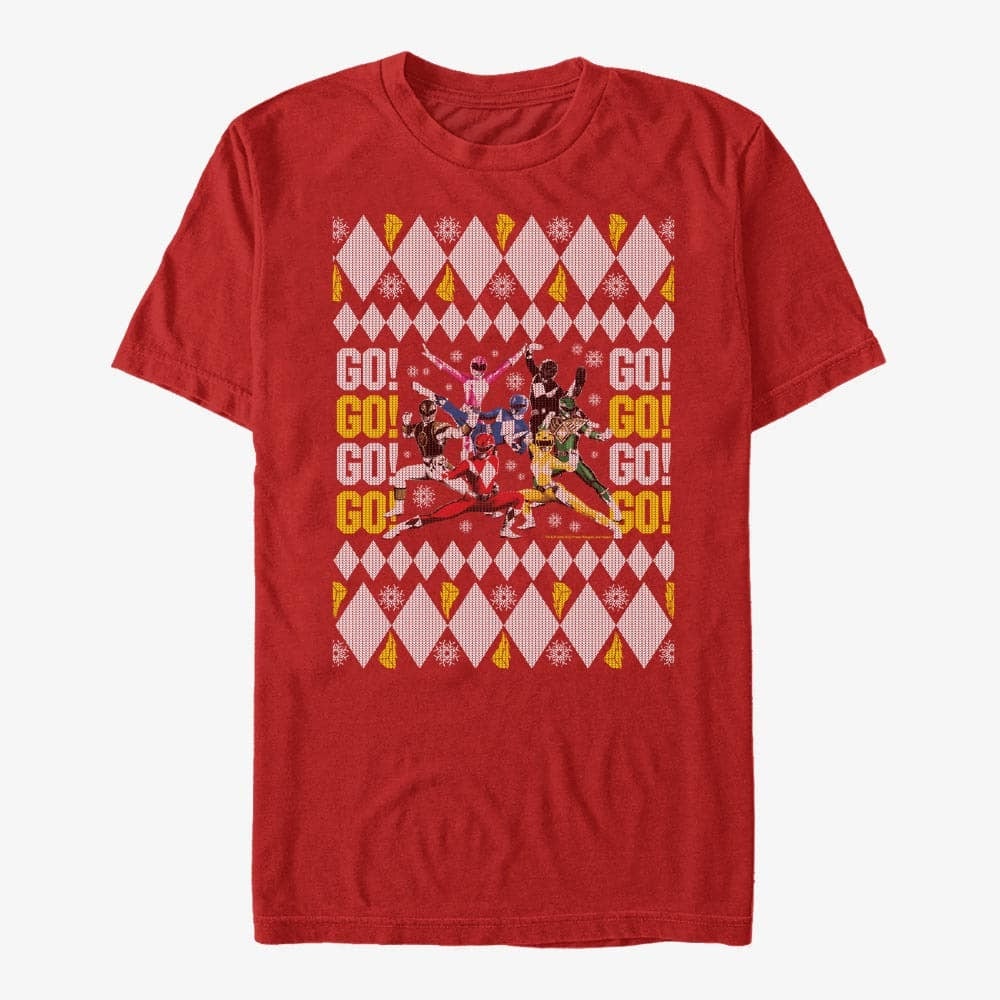 T-Shirts Merch Hasbro Vault Power Rangers - Rangers Ugly Sweater Unisex T-Shirt Red