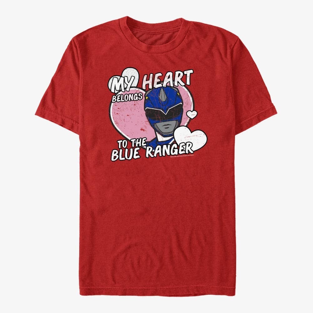 T-Shirts Merch Hasbro Vault Power Rangers - Heart Belongs to Blue Ranger Unisex T-Shirt Red