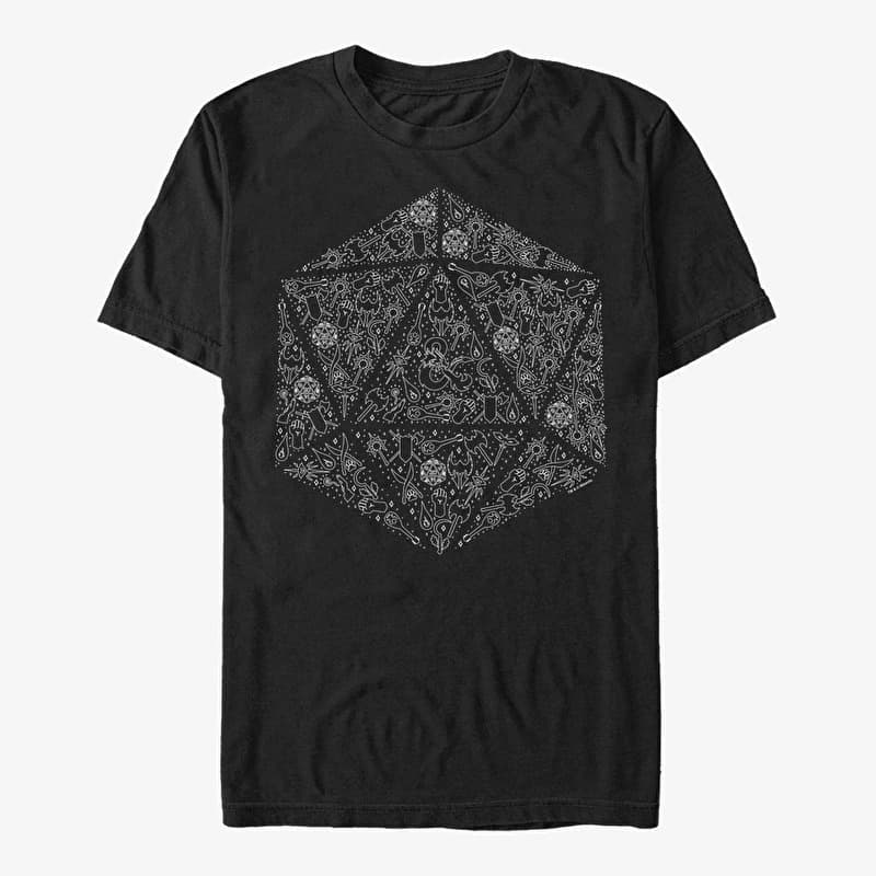 Merch Dungeons & Dragons - Celestial D20 Unisex T-Shirt Black