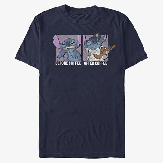 T-shirt Merch Disney Lilo & Stitch - Stitch Coffee Unisex T-Shirt Navy Blue