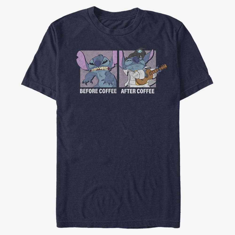 T-shirts Merch Disney Lilo & Stitch - Stitch Coffee Unisex T-Shirt Navy Blue