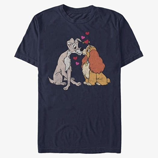 T-shirt Merch Disney Lady and the Tramp - PUPPY LOVE Unisex T-Shirt Navy Blue