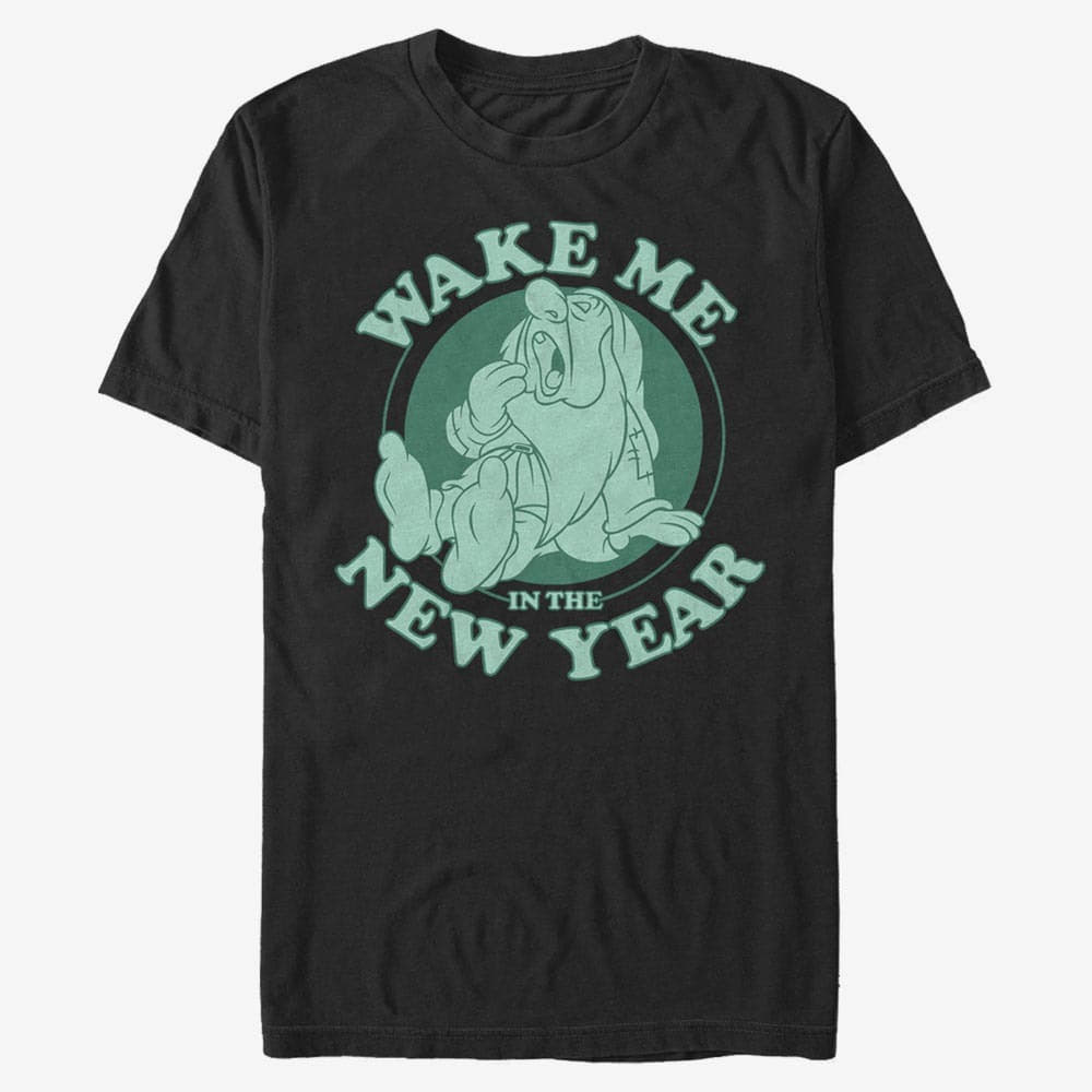 T-Shirts Merch Disney Snow White - Sleepy New Year Unisex T-Shirt Black