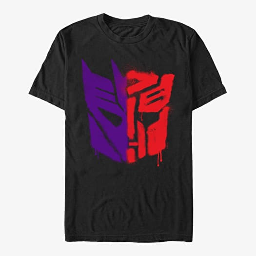 Póló Merch Hasbro Vault Transformers - AUTOBOT DECEPTICON SPLIT LOGO SPRAY Unisex T-Shirt Black