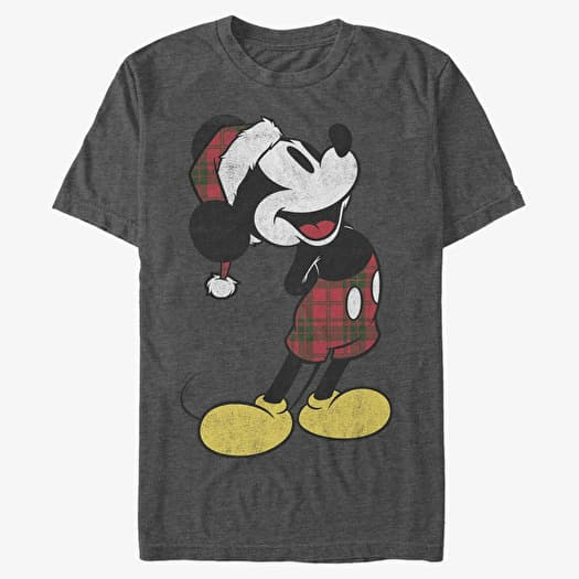 T-shirt Merch Disney - Plaid Mickey Unisex T-Shirt Dark Heather Grey