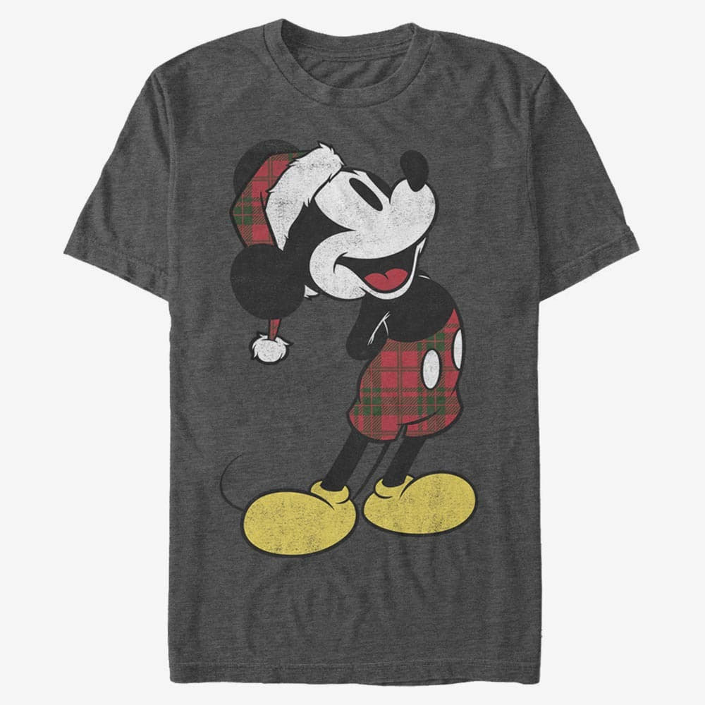 T-Shirts Merch Disney - Plaid Mickey Unisex T-Shirt Dark Heather Grey