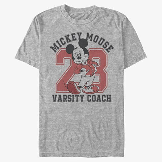 T-shirt Merch Disney Classic Mickey - Varsity Mouse Unisex T-Shirt Heather Grey