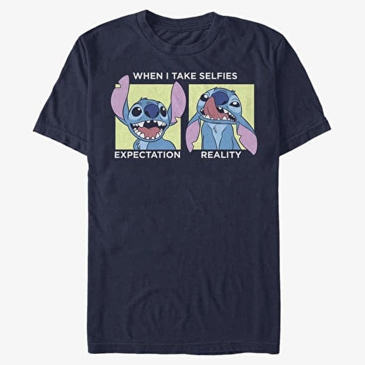 Tričko Merch Disney Lilo & Stitch - Stitch Selfie Unisex T-Shirt Navy Blue