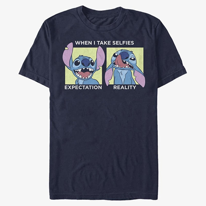 T-paita Merch Disney Lilo & Stitch - Stitch Selfie Unisex T-Shirt Navy Blue
